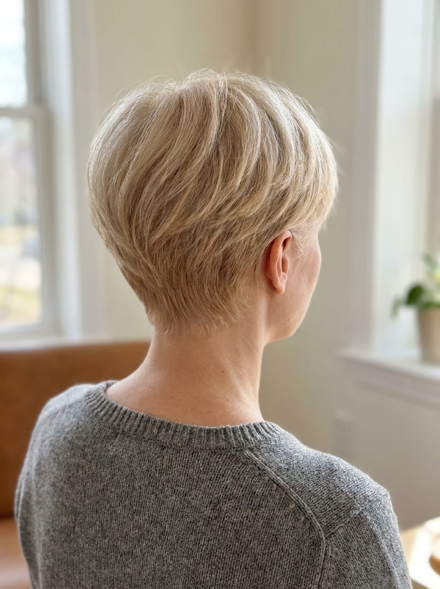 Pixie für feines Haar von hinten - Kurzhaarfrisur von hinten